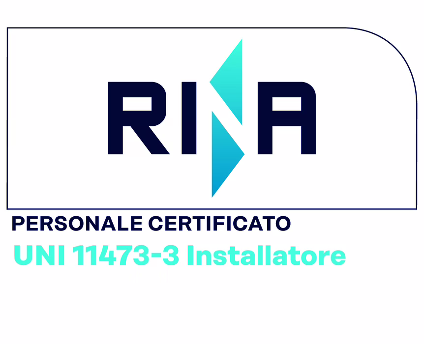 Logo RINA personale certificato UNI 11473-3 installatore